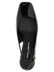 Dolce & Gabbana Black Calfskin Mid Heel Pumps