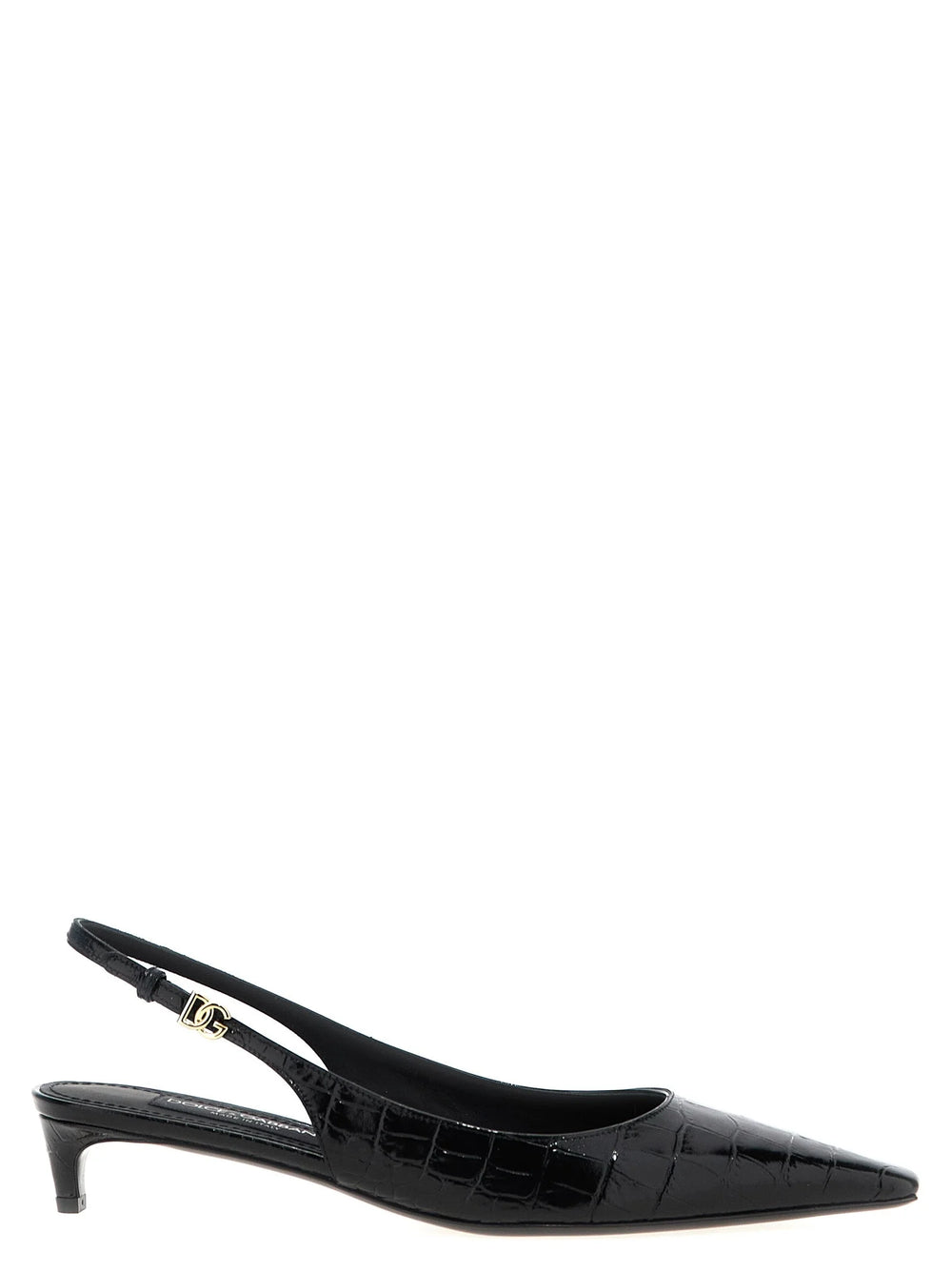 Dolce & Gabbana Black Calfskin Mid Heel Pumps
