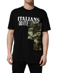 Dolce & Gabbana Black Camouflage Graphic Cotton Crewneck T-shirt - IT60 | 3XL