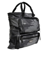 Dolce & Gabbana Black Camouflage Shoulder Strap Logo Plaque Bag