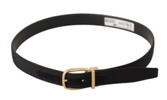 Dolce & Gabbana Black Canvas Leather Gold Metal Buckle Belt - 80 cm / 32 Inches - Belts