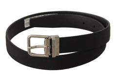 Dolce & Gabbana Black Canvas Leather Silver Tone Metal Buckle Belt - 70 cm / 28 Inches - Belts