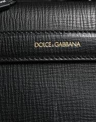 Dolce & Gabbana Black Car Man Applique Leather Weekender Borse Bag