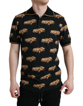 Dolce & Gabbana Black Car Print Short Sleeve Polo T-shirt - Polos