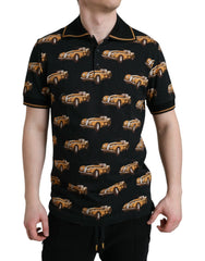Dolce & Gabbana Black Car Print Short Sleeve Polo T-shirt - Polos