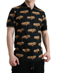 Dolce & Gabbana Black Car Print Short Sleeve Polo T-shirt - Polos