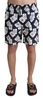 Dolce & Gabbana Black Card Deck Print Beachwear Swimshorts - IT4 | S - Swim Boxers