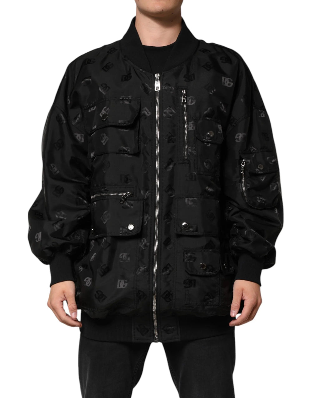 Dolce & Gabbana Black Cargo Windbraker Logo Mania Jacket - IT58 | 3XL - Windbreakers