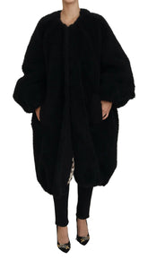 Dolce & Gabbana Black Cashmere Blend Faux Fur Coat Jacket - IT40|S - Overcoats