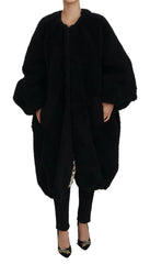 Dolce & Gabbana Black Cashmere Blend Faux Fur Coat Jacket - IT40|S - Overcoats
