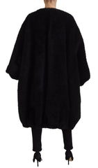 Dolce & Gabbana Black Cashmere Blend Faux Fur Coat Jacket - IT40|S - Overcoats