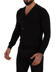 Dolce & Gabbana Black Cashmere Button Down Cardigan Sweater - IT46 | S - Cardigans