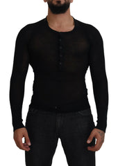 Dolce & Gabbana Black Cashmere Button Pullover Sweater - IT44 | XS - Sweaters