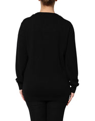 Dolce & Gabbana Black Cashmere Crystal Embellished Sweater - Sweaters