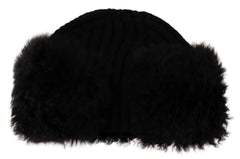 Dolce & Gabbana Black Cashmere Fur Women Beanie Women Hat - 57 cm|S - Beanies