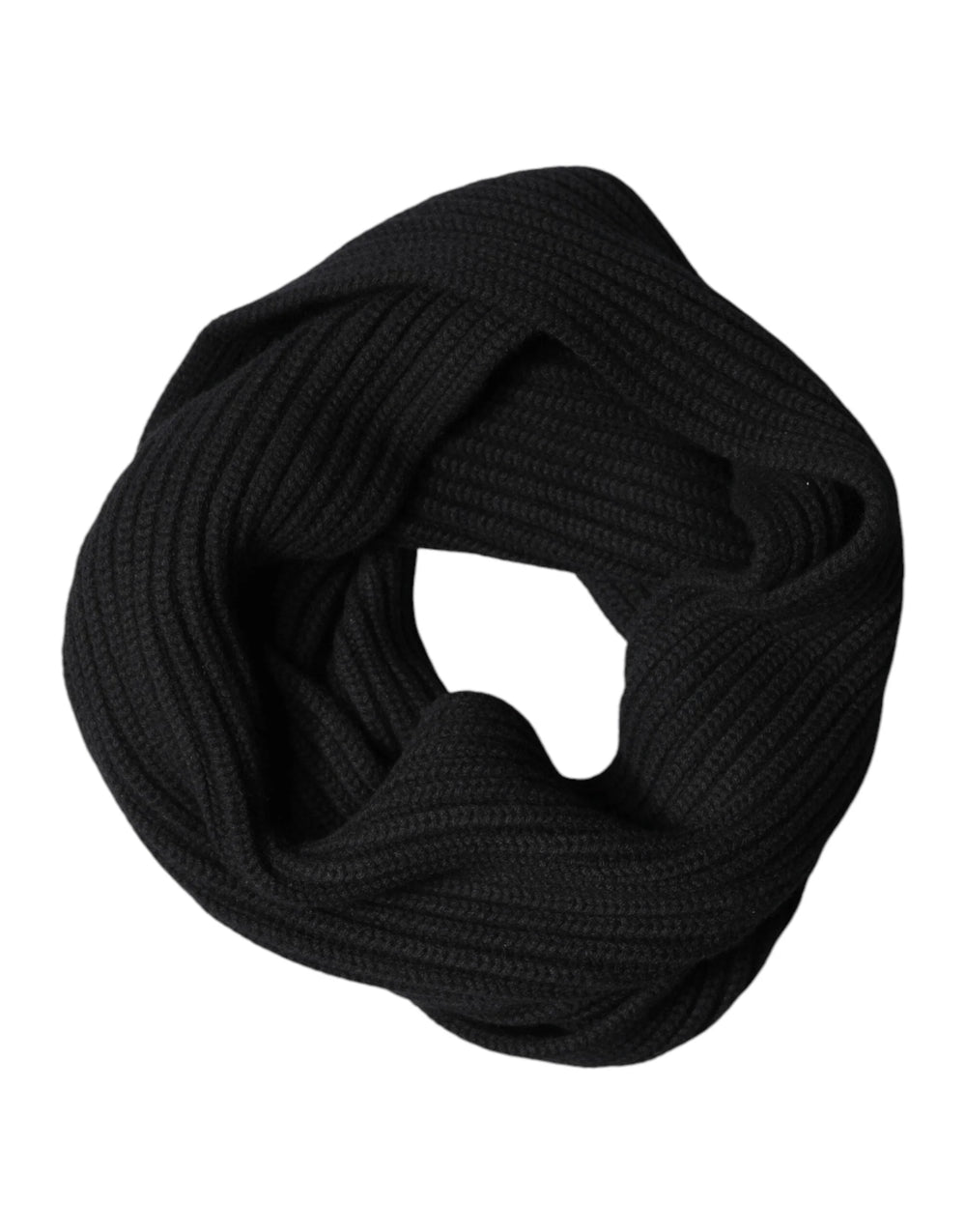Dolce & Gabbana Black Cashmere Knit Neck Wrap Shawl 202cm x 26cm Scarf
