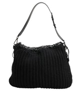 Dolce & Gabbana Black Cashmere Knitted Leather Shoulder Women Borse Bag - Shoulder Bags