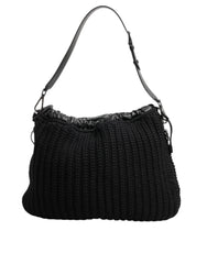 Dolce & Gabbana Black Cashmere Knitted Leather Shoulder Women Borse Bag - Shoulder Bags
