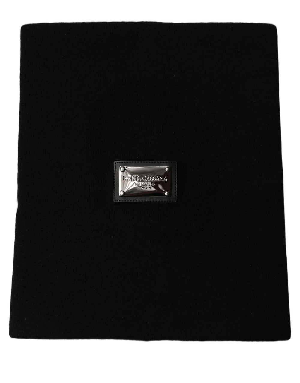 Dolce & Gabbana Black Cashmere Logo Plaque Neck Warmer Scarf