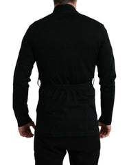 Dolce & Gabbana Black Cashmere Long Sleeves Belted Wrap Robe - IT48 | M - Robes