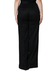 Dolce & Gabbana Black Cashmere Mid Waist Women Boot Cut Pants - Trousers
