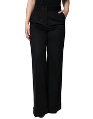 Dolce & Gabbana Black Cashmere Mid Waist Women Boot Cut Pants - Trousers