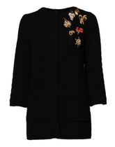 Dolce & Gabbana Black Cashmere Quilted Embellished Jacket - IT36|XXS - Bolero Jackets