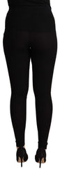 Dolce & Gabbana Black Cashmere Stretch Waist Tights Pants - Tights