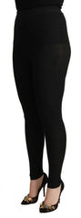 Dolce & Gabbana Black Cashmere Stretch Waist Tights Pants - IT40|S - Tights