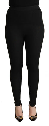 Dolce & Gabbana Black Cashmere Stretch Waist Tights Pants - IT40|S - Tights