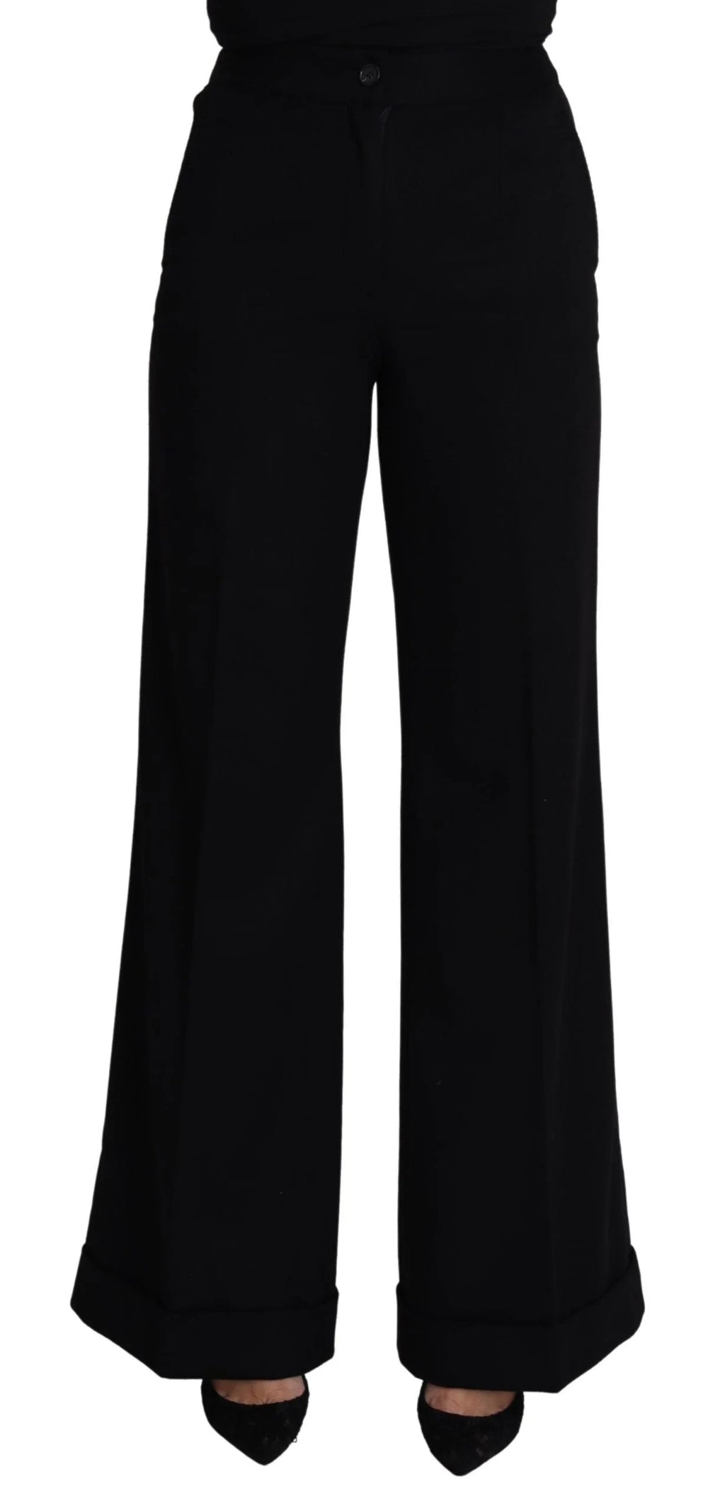 Dolce & Gabbana Black Cashmere Wide Leg Women Trouser Pants - IT38|XS - Trousers