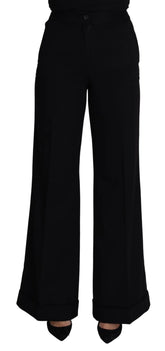 Dolce & Gabbana Black Cashmere Wide Leg Women Trouser Pants - IT38|XS - Trousers