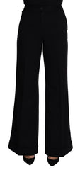 Dolce & Gabbana Black Cashmere Wide Leg Women Trouser Pants - IT38|XS - Trousers