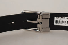 Dolce & Gabbana Black Casual Calf Leather Logo Metal Buckle Belt - 85 cm / 34 Inches - Belts