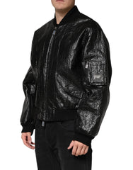Dolce & Gabbana Black Cellulose Leather FullZip Biker Jacket - IT50 | L