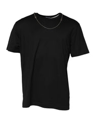 Dolce & Gabbana Black Chain Necklace Cotton Crewneck T-shirt - IT60 | 3XL - T-Shirts