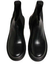 Dolce & Gabbana Black Chelsea Boots Leather Slip On Men Shoes - EU44/US11