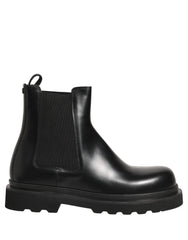 Dolce & Gabbana Black Chelsea Boots Leather Slip On Men Shoes - EU44/US11