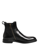 Dolce & Gabbana Black Chelsea Leather Mid Calf Boots Shoes - Boots