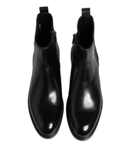 Dolce & Gabbana Black Chelsea Leather Mid Calf Boots Shoes - Boots