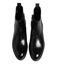 Dolce & Gabbana Black Chelsea Leather Mid Calf Boots Shoes - EU40/US7