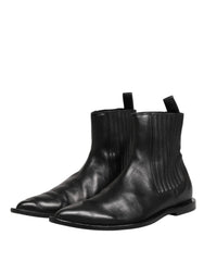 Dolce & Gabbana Mustat Chelsean Miesten Lyhyet Nilkkasaappaat Kengät - EU44/US11
