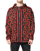 Dolce & Gabbana Black Cherry Print Hooded Windbreaker Jacket - IT50 | L - Windbreakers