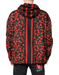 Dolce & Gabbana Black Cherry Print Hooded Windbreaker Jacket - IT50 | L - Windbreakers