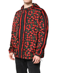 Dolce & Gabbana Black Cherry Print Hooded Windbreaker Jacket - IT50 | L - Windbreakers