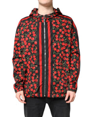 Dolce & Gabbana Black Cherry Print Hooded Windbreaker Jacket - IT50 | L - Windbreakers