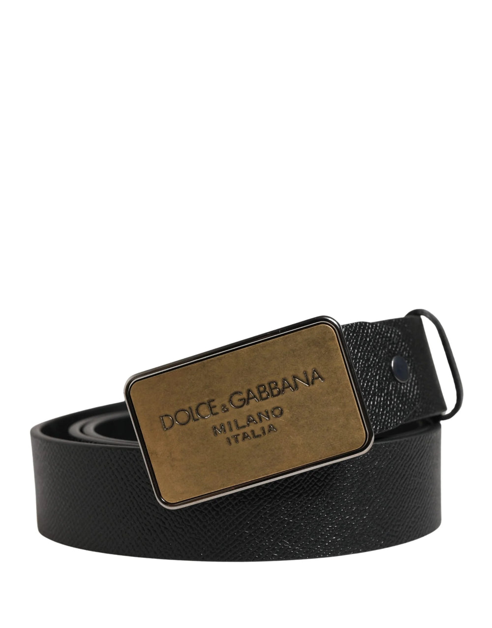 Dolce & Gabbana Black Classic Calf Leather Metal Buckle Belt - 115 cm / 46 Inches