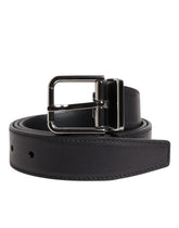 Dolce & Gabbana Black Classic Calf Leather Silver Buckle Belt - Belts