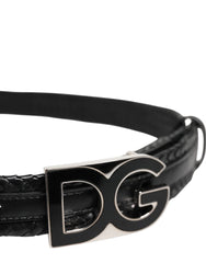 Dolce & Gabbana Black Classic Leather DG Logo Buckle Belt - 95 cm / 38 Inches - Belts