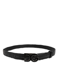 Dolce & Gabbana Black Classic Leather DG Logo Buckle Belt - 95 cm / 38 Inches - Belts